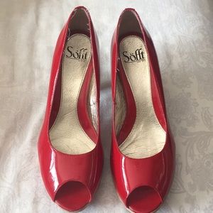 Red Peep-toe Pumps